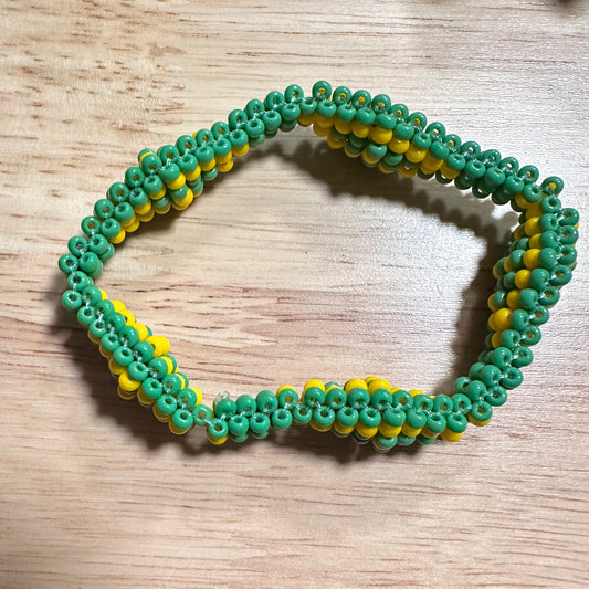 Orisha Orula Ilde Yellow And Green Stretchable Bracelet