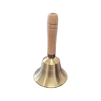Brass Handbell with Non-Polished Wooden Handle | 6" Height, 3.25" Diameter