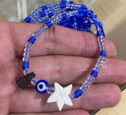 Yemaya Beaded Bracelet With Genuine Azabache, Evil Eye, & A Starfish Charm