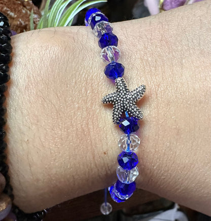 Yemaya Beaded Glass Bracelet With Metal Starfish Charm