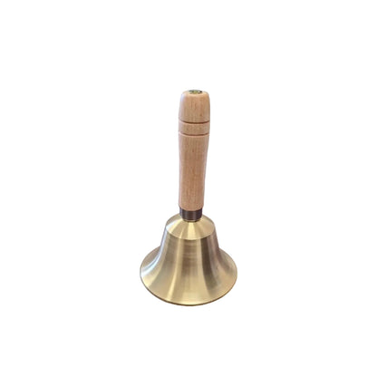 Brass Handbell with Non-Polished Wooden Handle | 6" Height, 3.25" Diameter