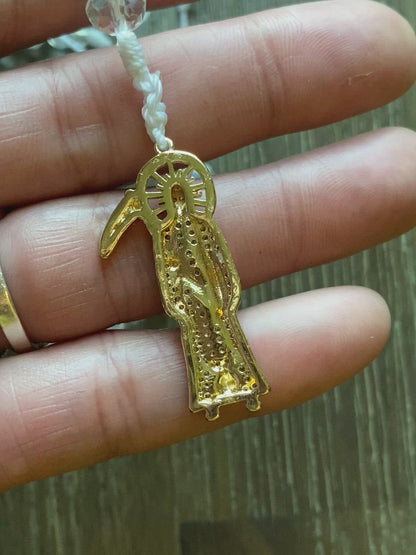 Santa Muerte Clear Glass Rosary
