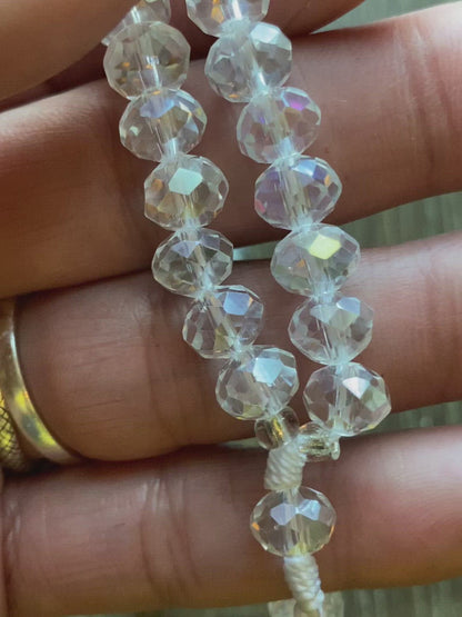 Santa Muerte Clear Glass Rosary