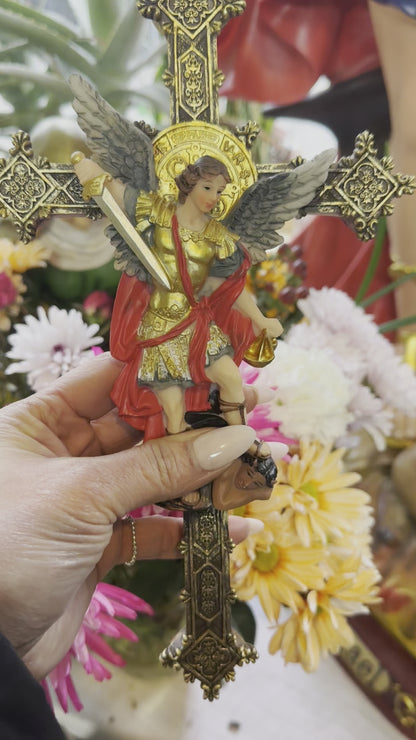 Saint Michael 12” Wall Cross Statue