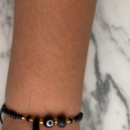 Black Beaded Volcano Rock Bracelet