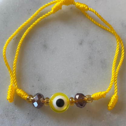 Yellow Evil Eye String Bracelet