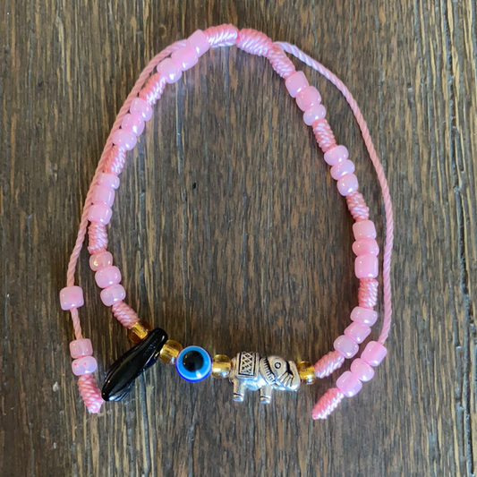 Pink Bracelet With Azabache and Charms