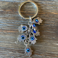 Seven Evil Eye Hamsa Hand Keychain