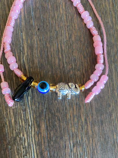 Pink Bracelet With Azabache and Charms