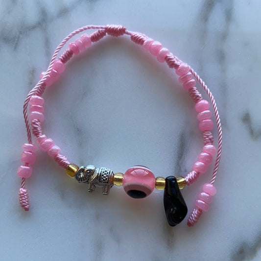 Pink Evil Eye Bracelet With Charm