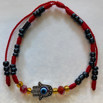 Hematite Bracelet With Evil Eye Hamsa Hand