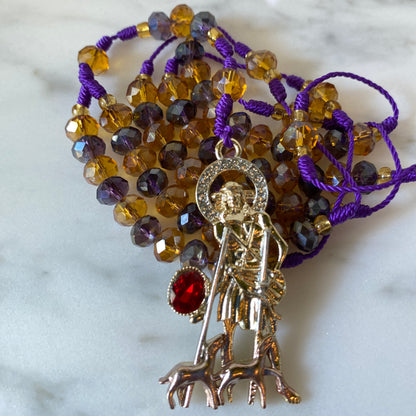 San Lazarus Glass Beads Rosary