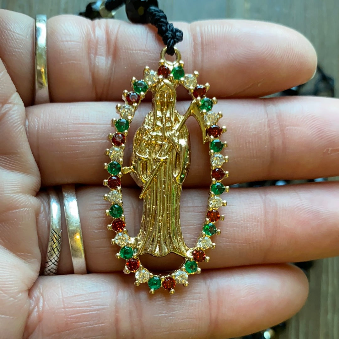 Santa Muerte Glass Bead Rosary