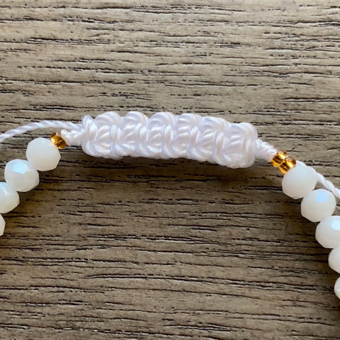 White Glass Beads Evil Eye Bracelet