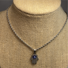 Load image into Gallery viewer, Hamsa Hand With Evil Eye Necklace
