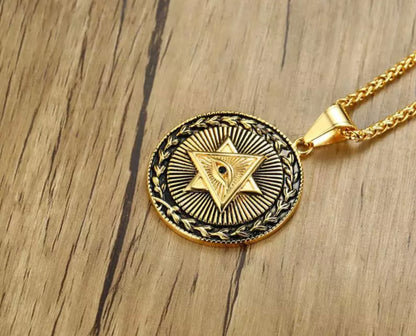 Stainless Steel Horus Hexagram Necklace