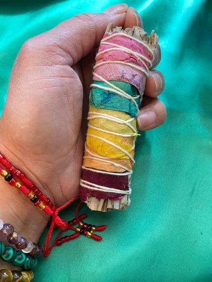 7 Chakra Sage (White Sage with 7 Color Rose Petals)