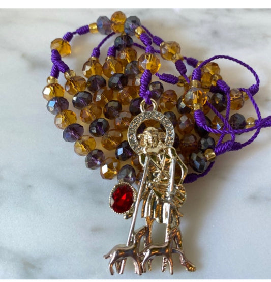 San Lazarus Glass Beads Rosary