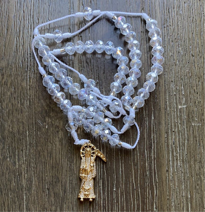 Santa Muerte Clear Glass Rosary