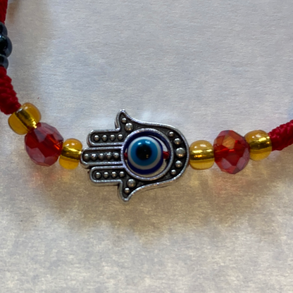 Hematite Bracelet With Evil Eye Hamsa Hand