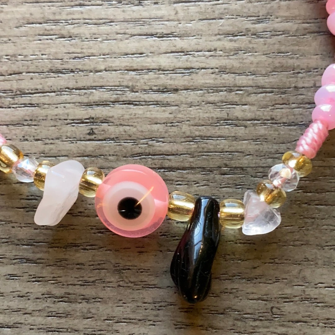 Rose Quartz Evil Eye Bracelet