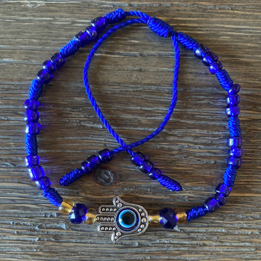 Blue Evil Eye Hamsa Hand Bracelet