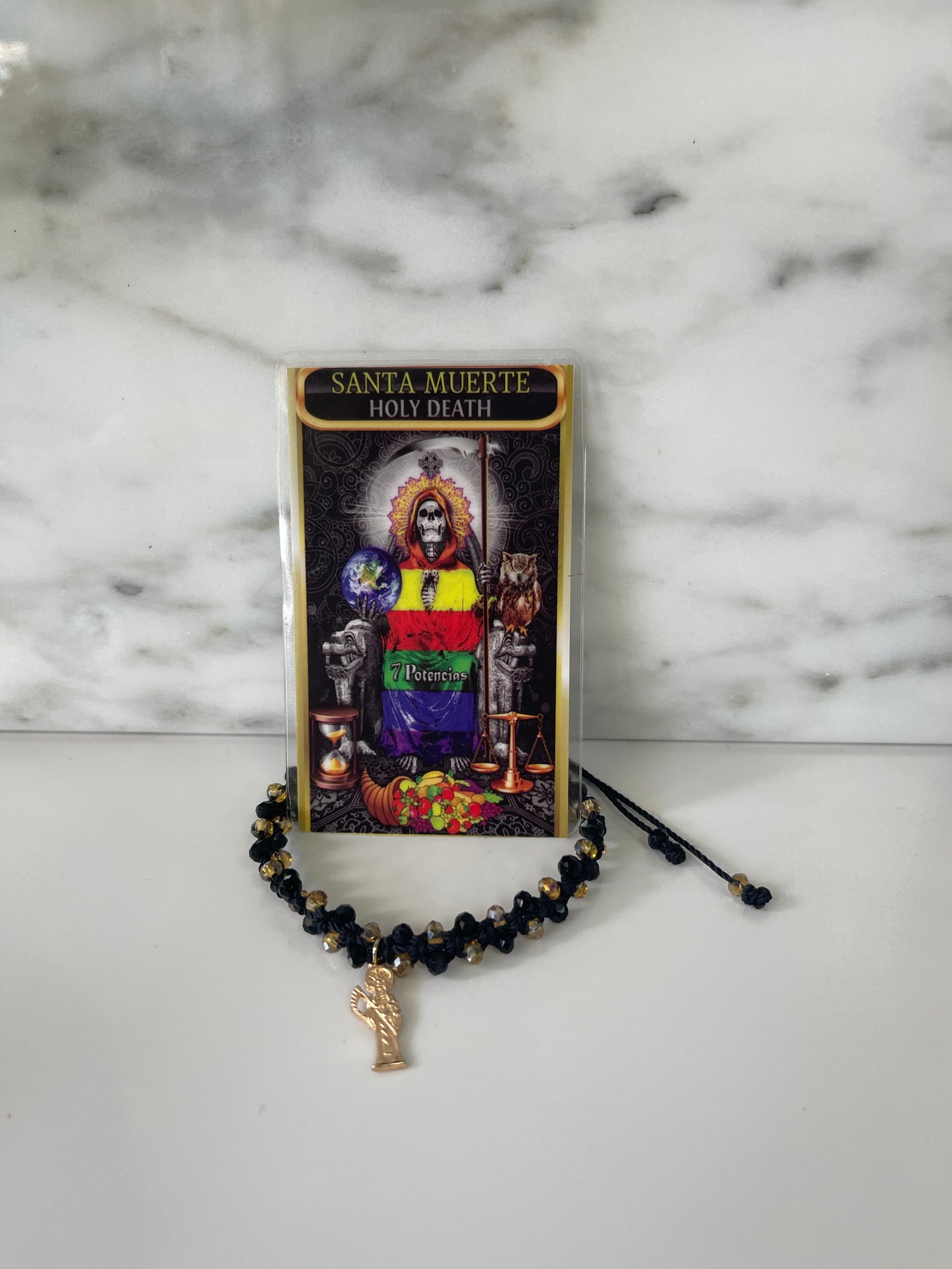 Santa Muerte Brown And Black  Bracelet