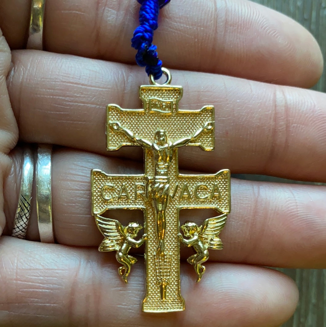 Caravacas Cross Glass Rosary Beads