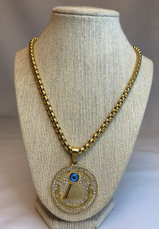 Evil Eye Pyramid Pendant Necklace