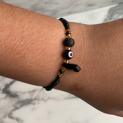 Black Beaded Volcano Rock Bracelet