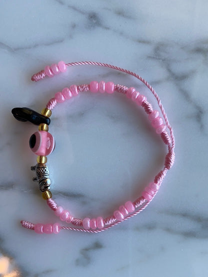 Pink Evil Eye Bracelet With Charm