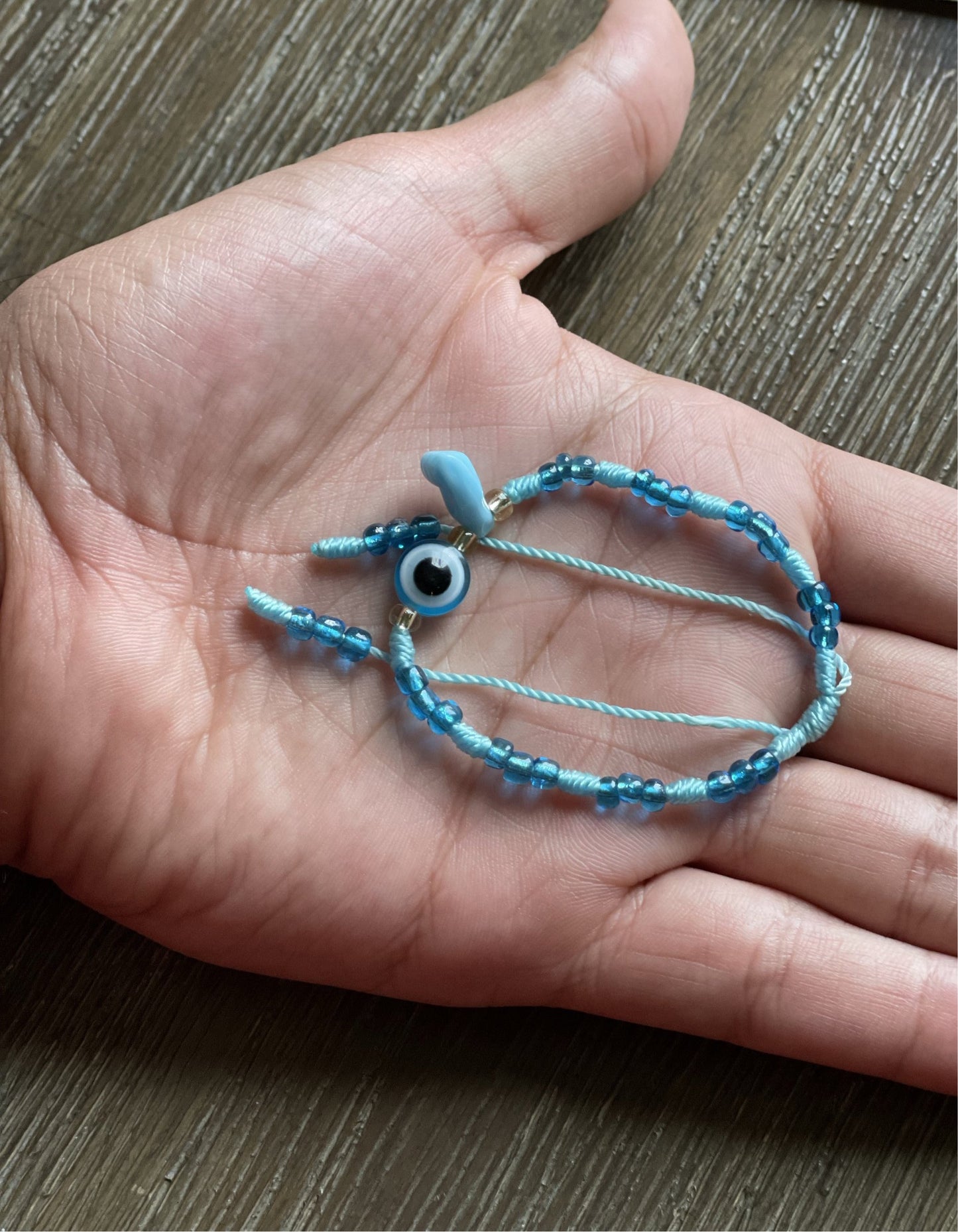 Light Blue Azabache Bracelet With Evil Eye