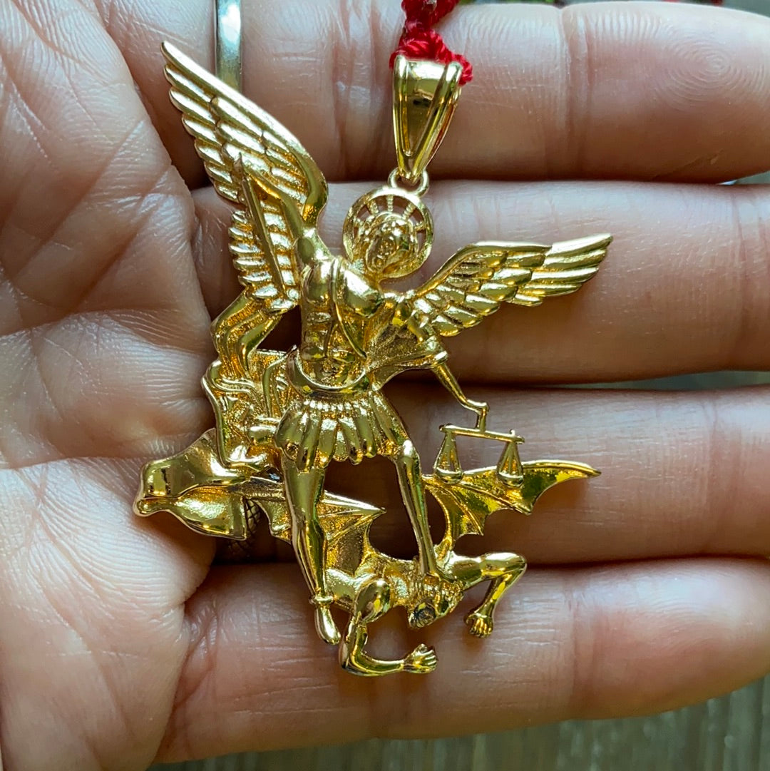Saint Michael Green And Red Rosary