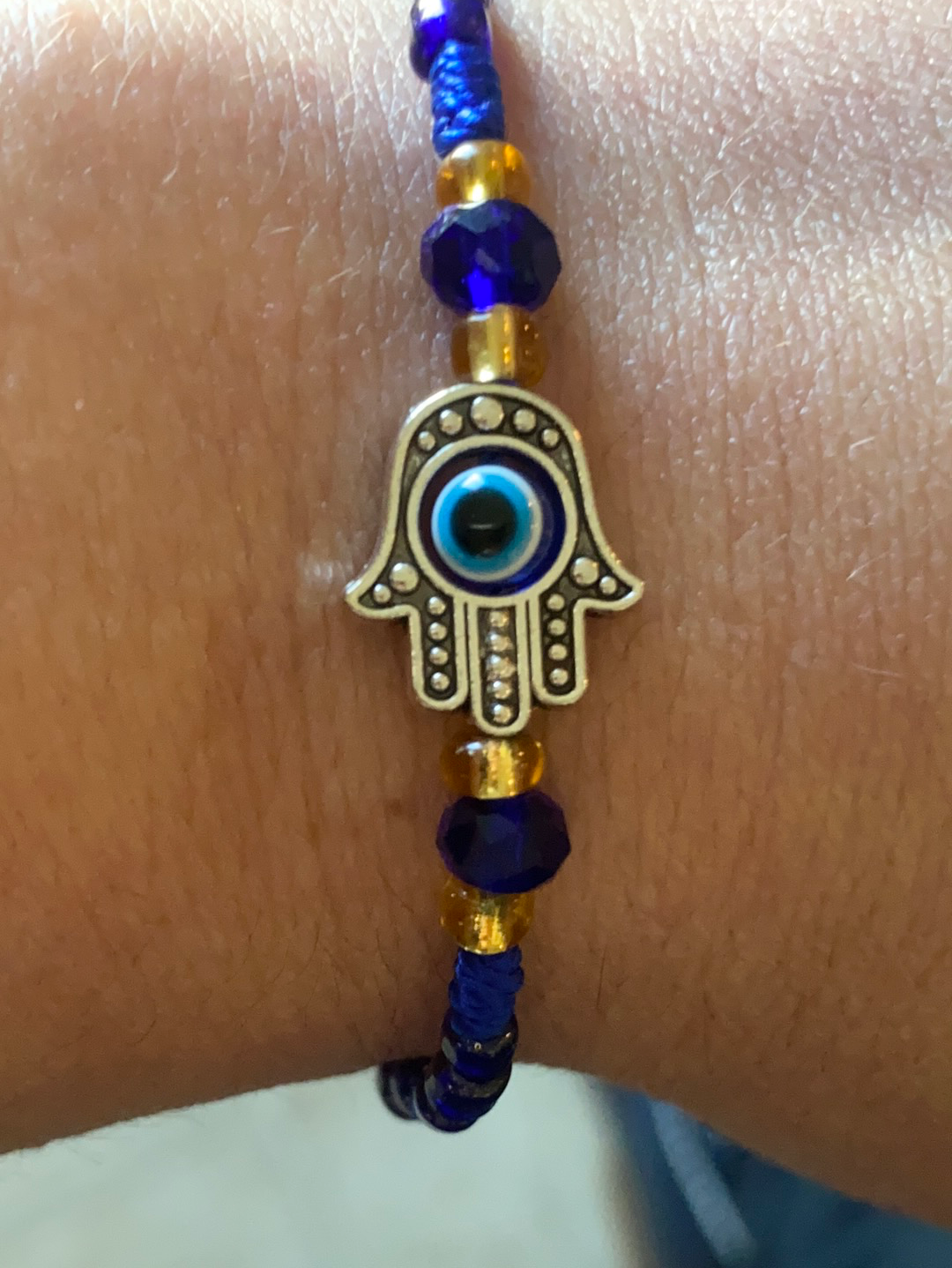 Blue Evil Eye Hamsa Hand Bracelet