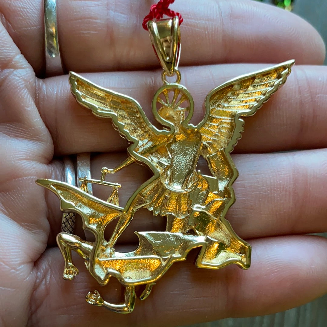 Saint Michael Green And Red Rosary