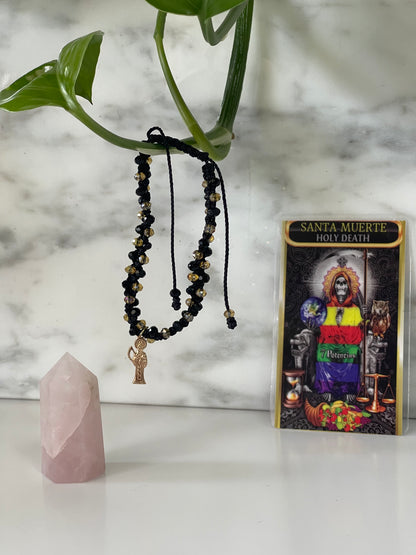 Santa Muerte Brown And Black  Bracelet