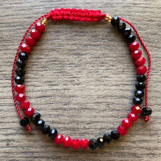 Red and Black Glass Beads Bracelet