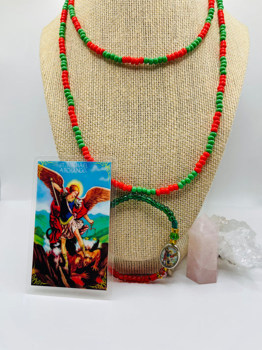 Saint Michael Beaded Necklace Set