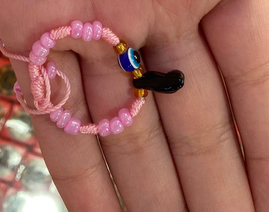 Pink Baby Azabache Bracelet With Evil Eye