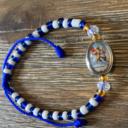 Saint George Blue And White Beaded Bracelet