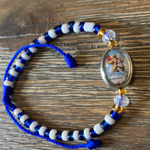 Saint George Blue And White Beaded Bracelet