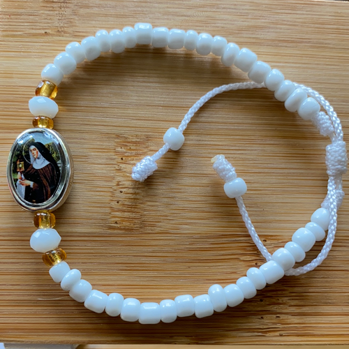 Saint Clare White Beaded Bracelet
