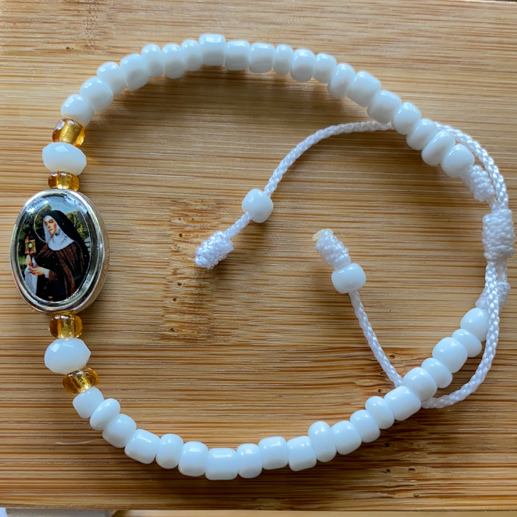 Saint Clare White Beaded Bracelet