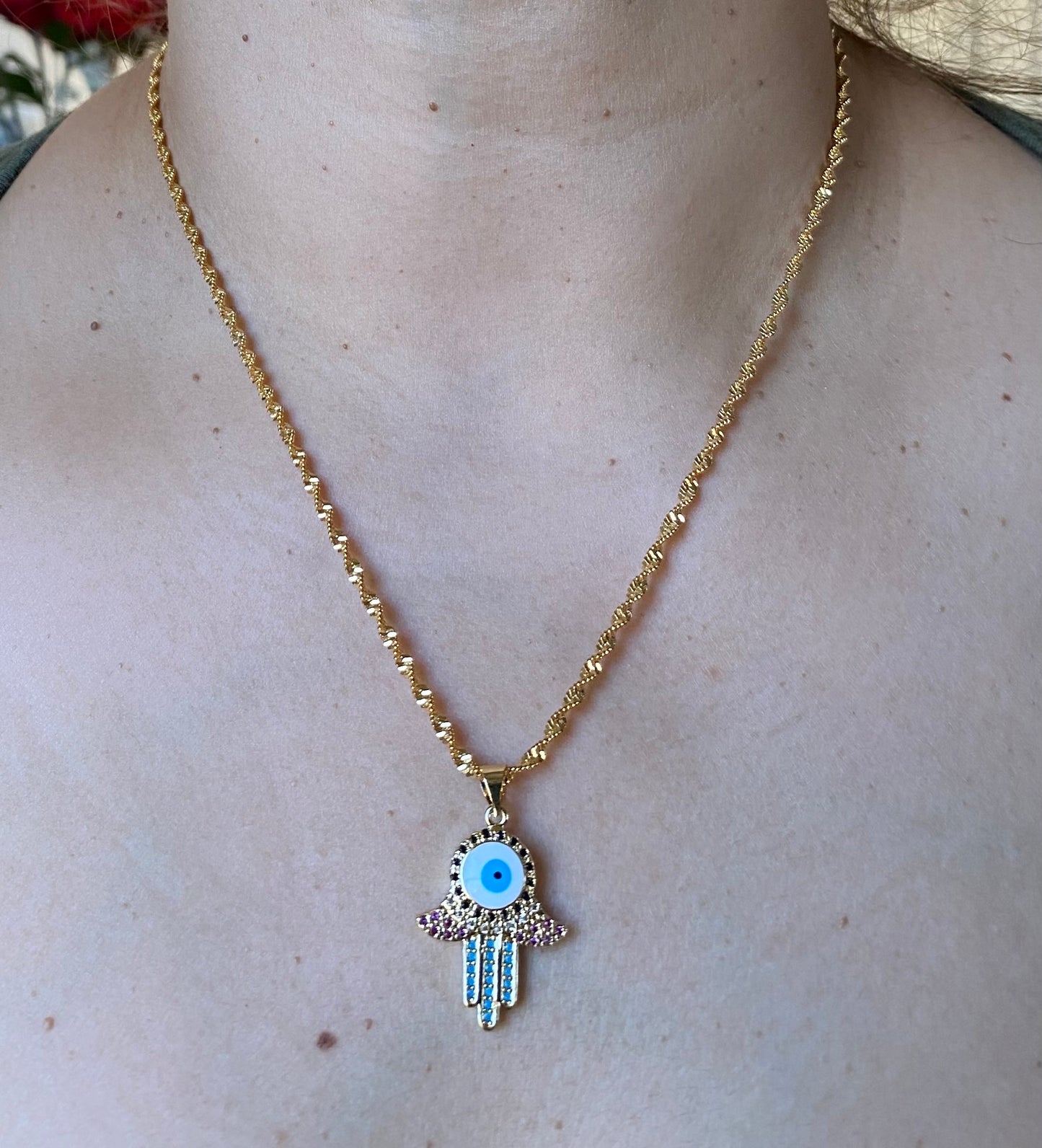 Gold Plated Hamsa Hand Necklace