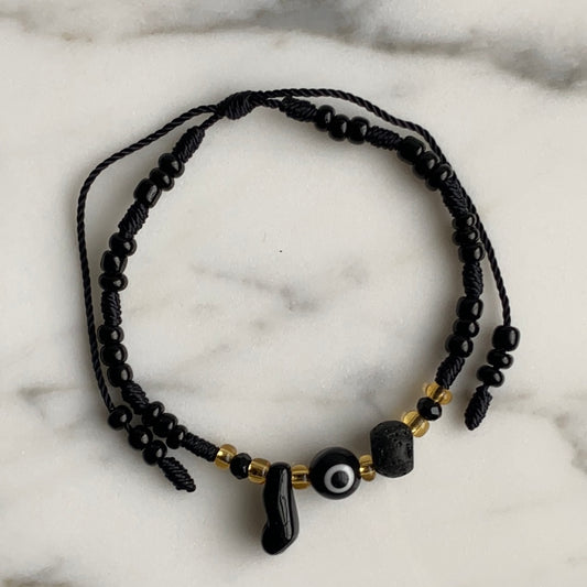 Black Beaded Volcano Rock Bracelet