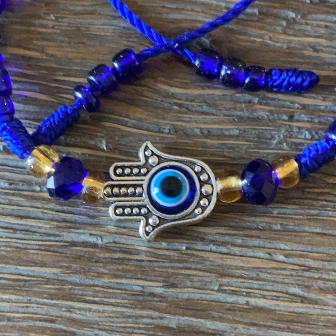 Blue Evil Eye Hamsa Hand Bracelet