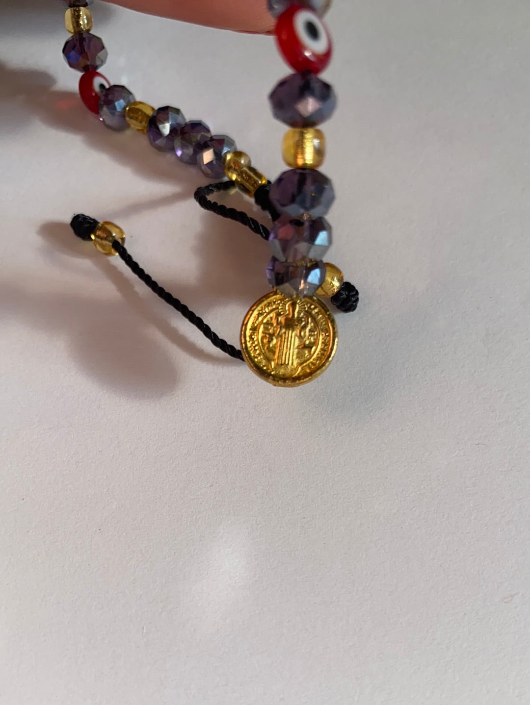 Purple Glass Beads Bracelet With Charms