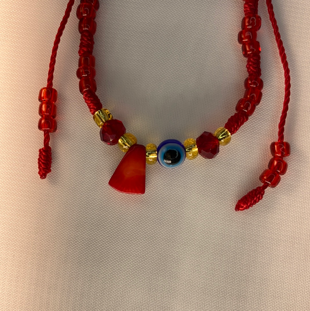 Red Evil Eye Bracelet With Coral Charm