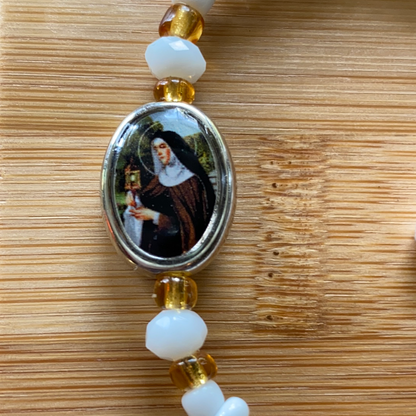 Saint Clare White Beaded Bracelet