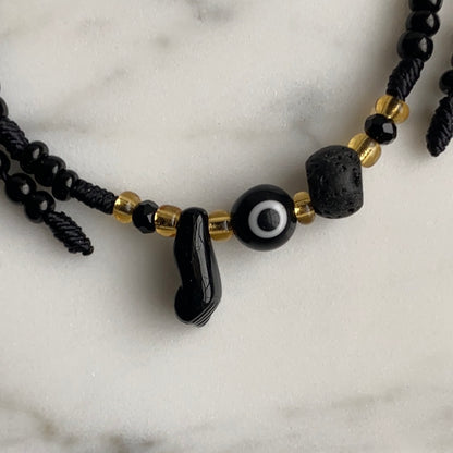 Black Beaded Volcano Rock Bracelet